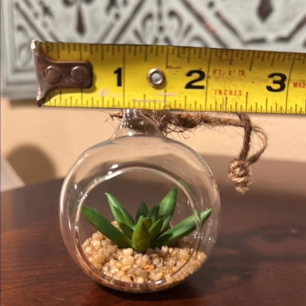 Glass Hanging Terrarium with Faux Succulent